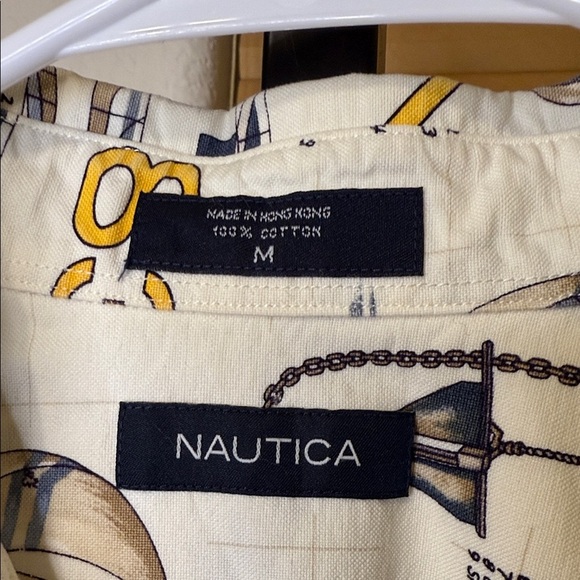 Men’s Nautica White Shirt with Nautical Print Size M - Picture 2 of 3